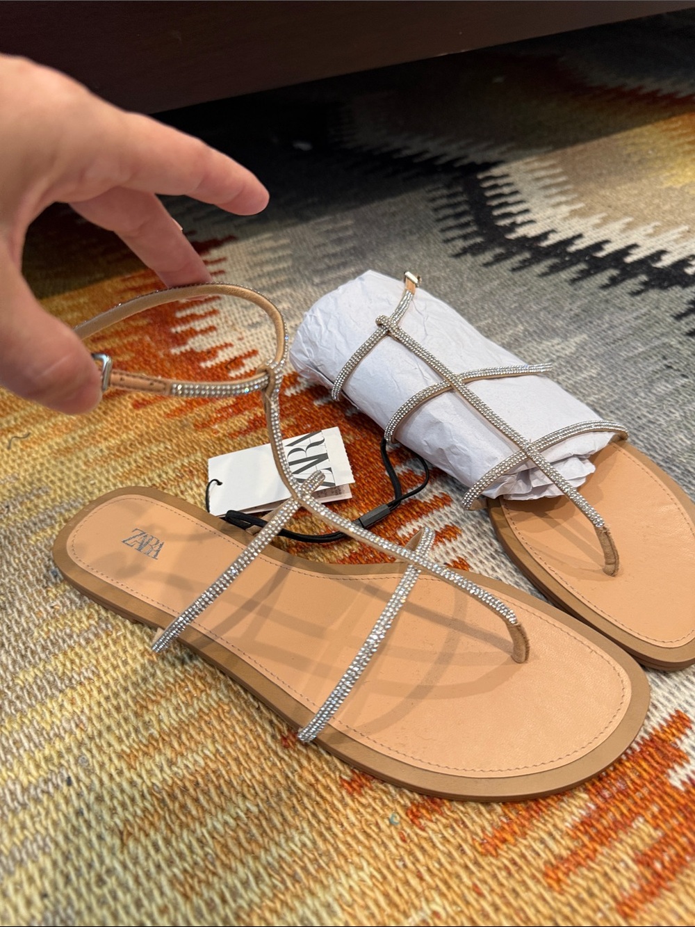 Fab NWT ZARA “Diamond” Embellished Sandal Sz 38